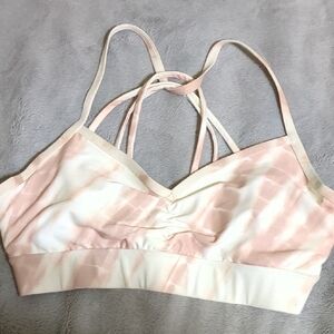 Forever 21 Pink and Cream Strappy Sports Bra